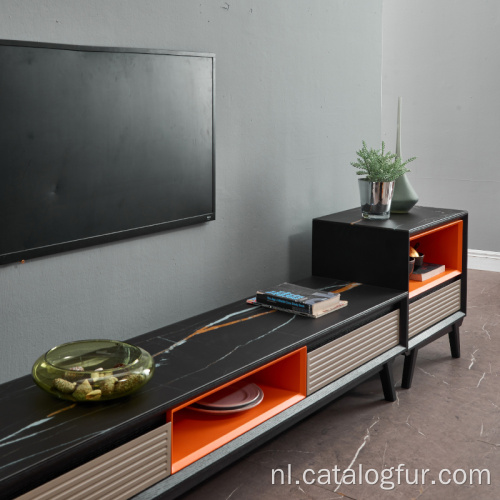 Woonkamerset Houten kasten Design TV-meubel met salontafel en bijzettafel